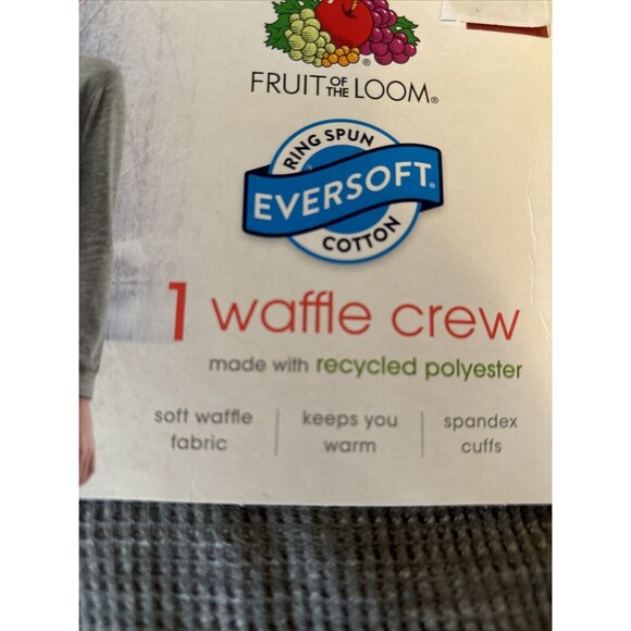 Fruit of the Loom Womans Waffle Eversoft Crew Thermal Gray Shirt Size XL NWT - Picture 6 of 6